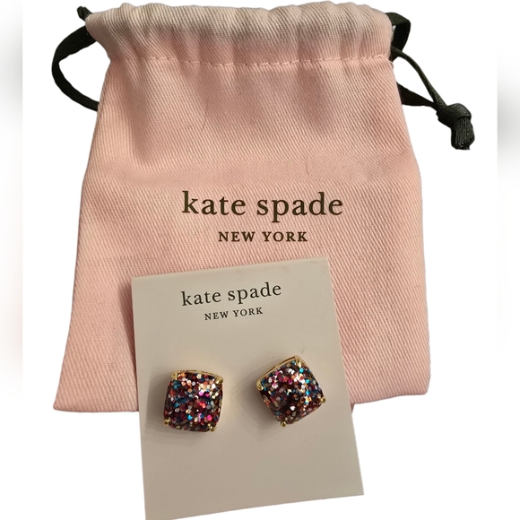 kate spade Jewelry - NWT Kate Spade Square Glitter Sparkle Earrings W/dust Bag